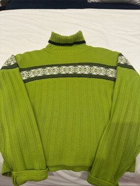 NILS Lime Green Ribbed Turtleneck Sweater